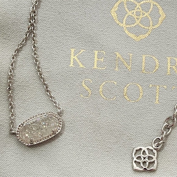 Kendra Scott Elisa necklace in silver with sparkly‎ white Iridescent Opal stone. - Picture 8 of 9